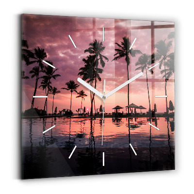 Square wall clock Palm trees in Hawaii