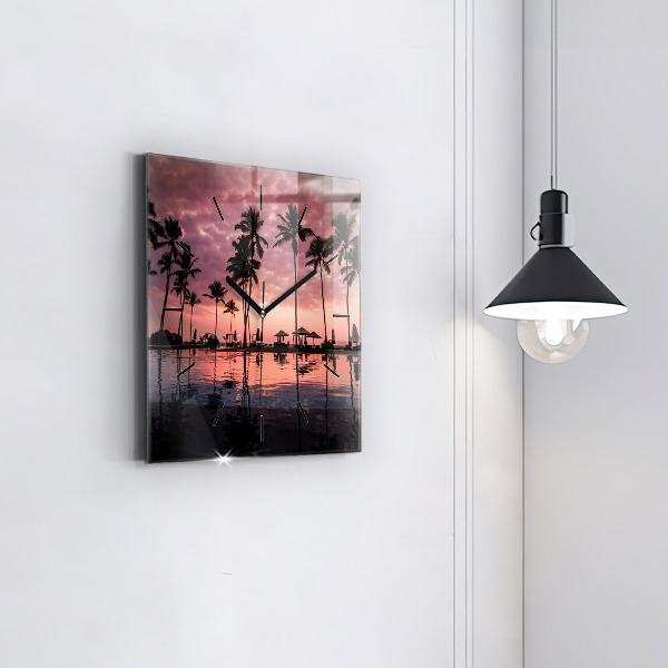 Square wall clock Palm trees in Hawaii