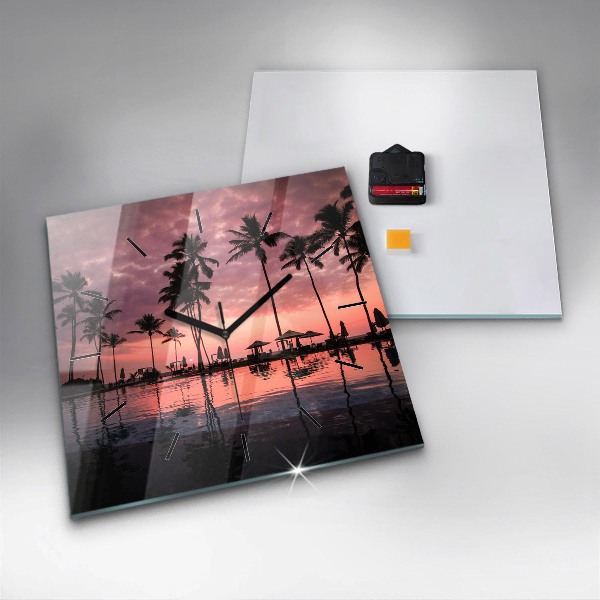 Square wall clock Palm trees in Hawaii