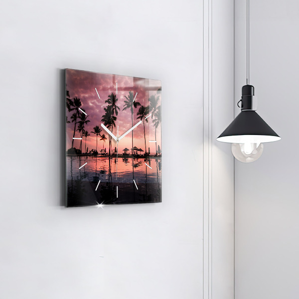 Square wall clock Palm trees in Hawaii