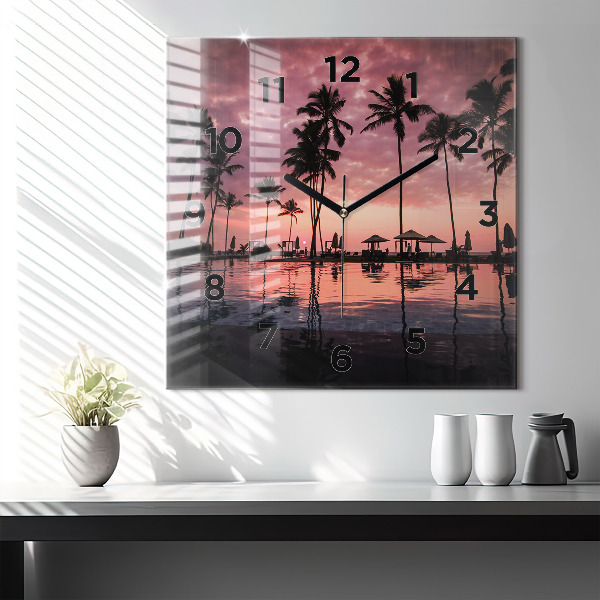 Square wall clock Palm trees in Hawaii