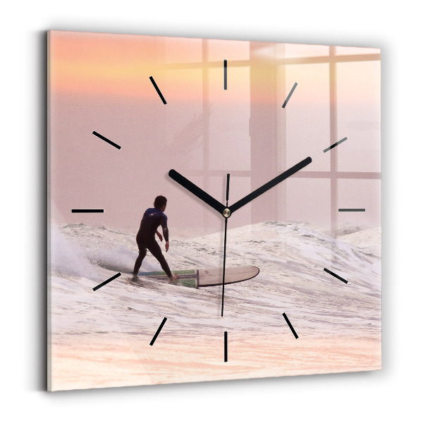 Square wall clock Surfer in Hawaii