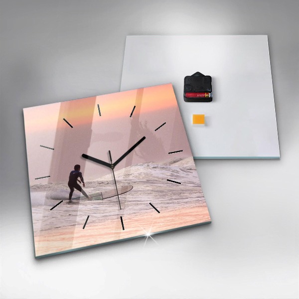 Square wall clock Surfer in Hawaii