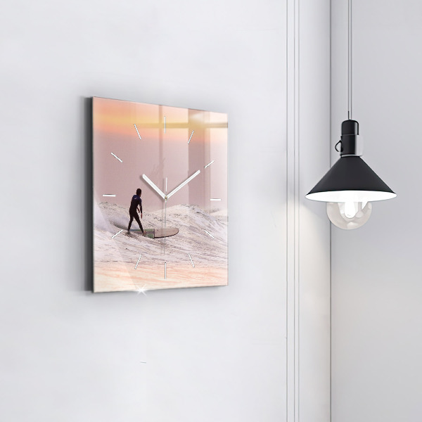 Square wall clock Surfer in Hawaii