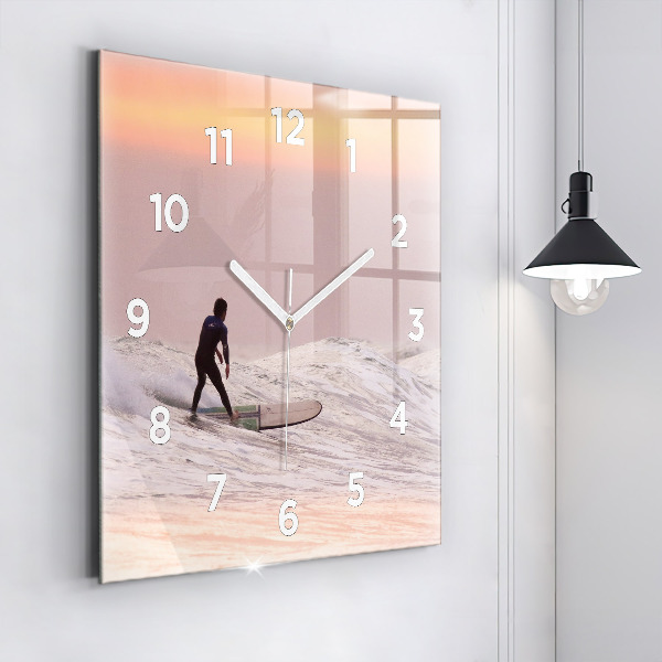 Square wall clock Surfer in Hawaii