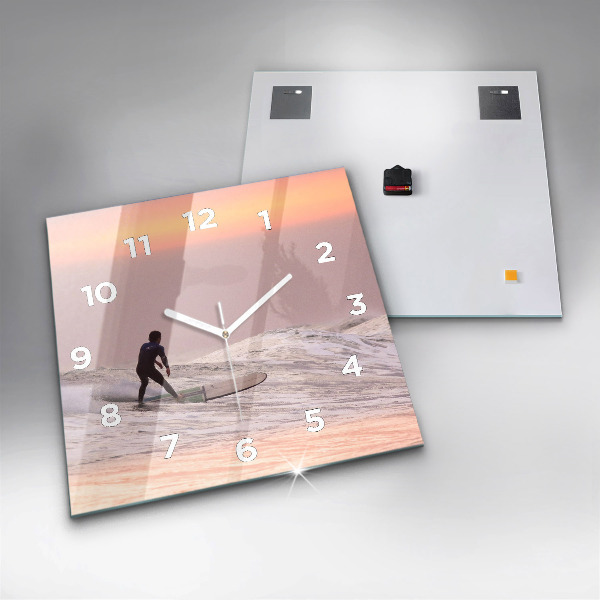 Square wall clock Surfer in Hawaii