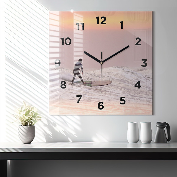Square wall clock Surfer in Hawaii