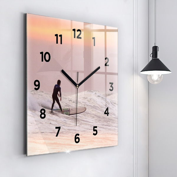 Square wall clock Surfer in Hawaii