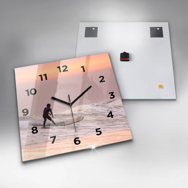 Square wall clock Surfer in Hawaii