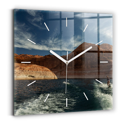 Square wall clock Person on water skis