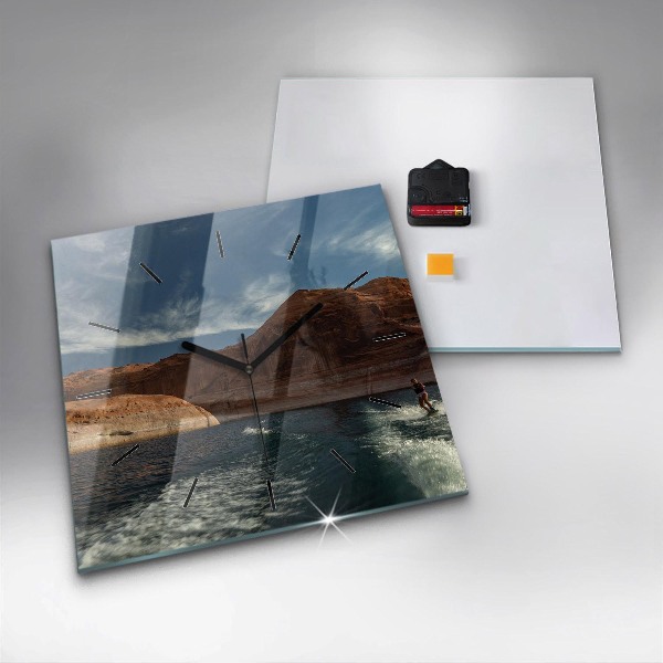 Square wall clock Person on water skis