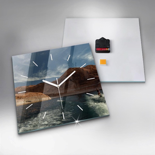 Square wall clock Person on water skis