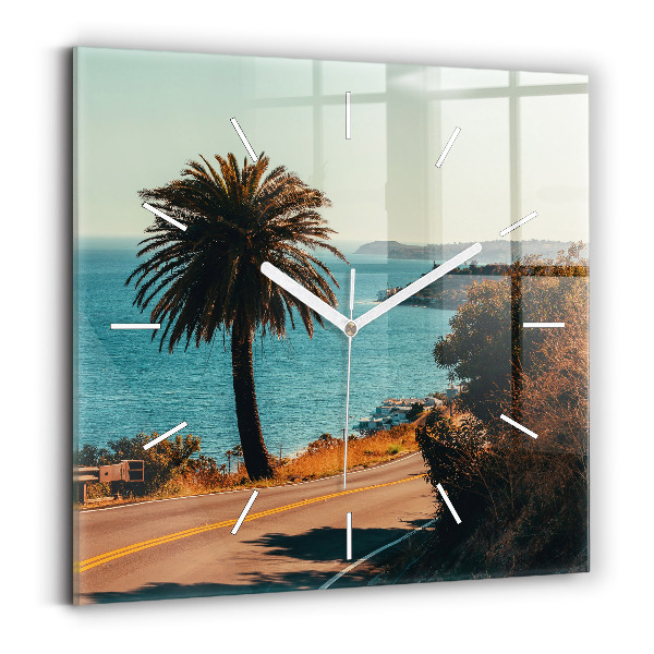 Square wall clock Palm trees in Malibu