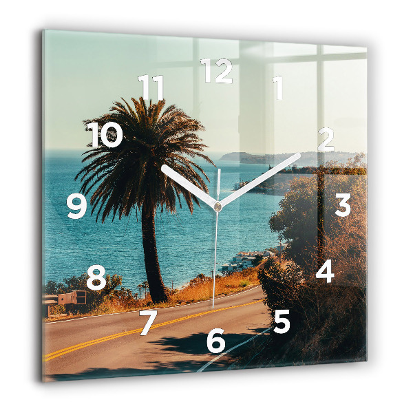 Square wall clock Palm trees in Malibu