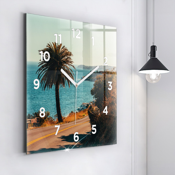 Square wall clock Palm trees in Malibu