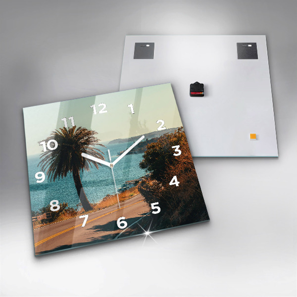 Square wall clock Palm trees in Malibu