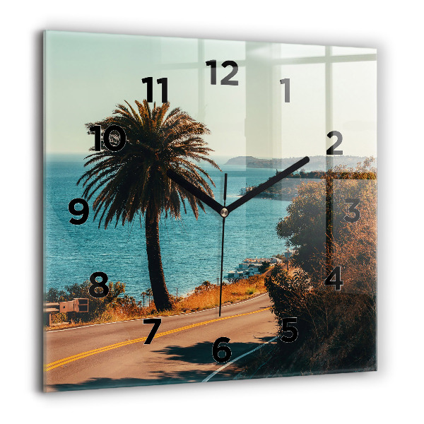 Square wall clock Palm trees in Malibu