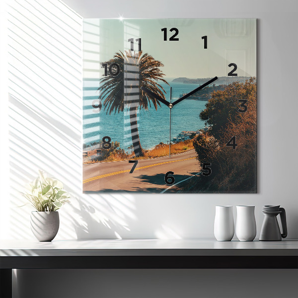 Square wall clock Palm trees in Malibu