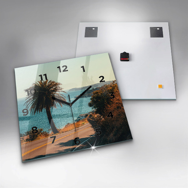 Square wall clock Palm trees in Malibu
