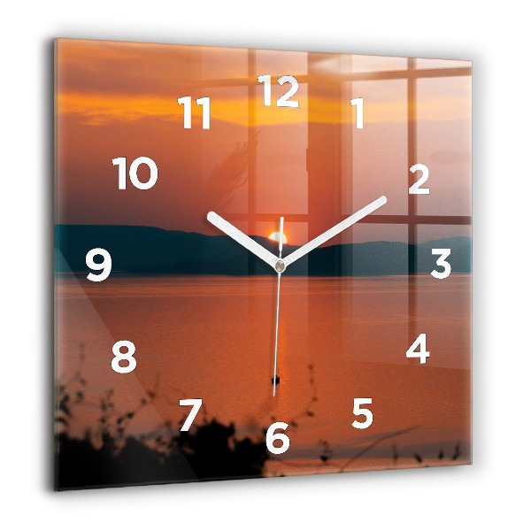 Square wall clock Lake Balaton in the evening