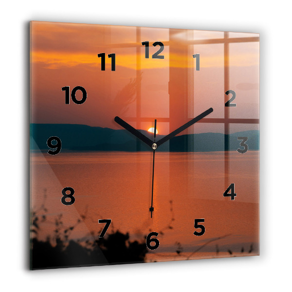 Square wall clock Lake Balaton in the evening