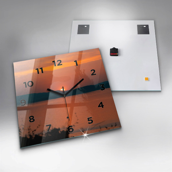 Square wall clock Lake Balaton in the evening