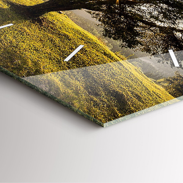 Square wall clock A tree on a hill