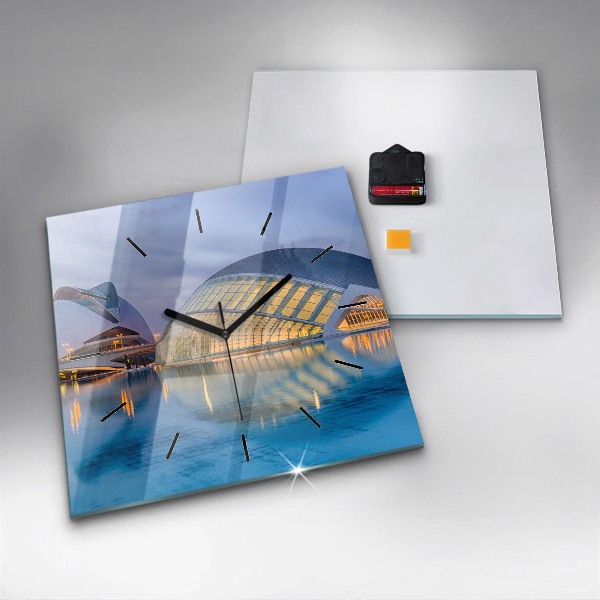 Square wall clock City sunset
