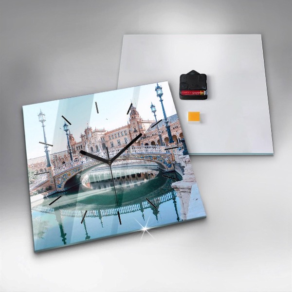 Square wall clock Plaza de Espana in Seville