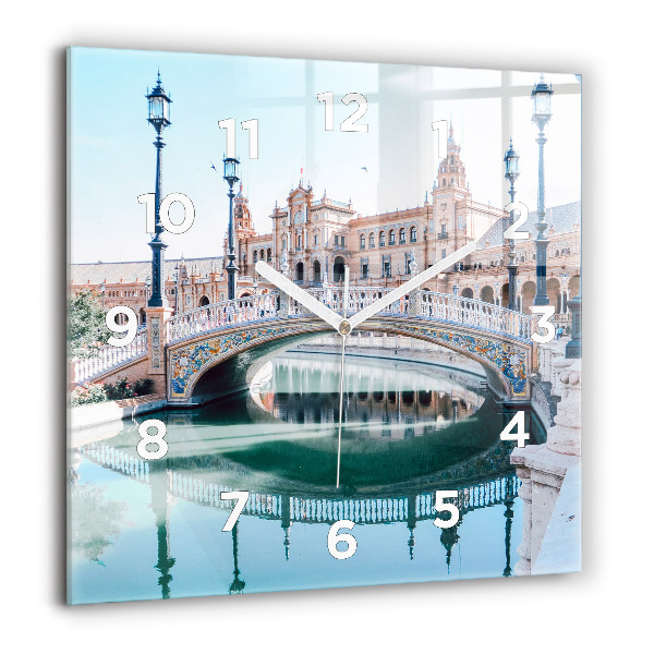Square wall clock Plaza de Espana in Seville
