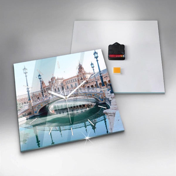 Square wall clock Plaza de Espana in Seville