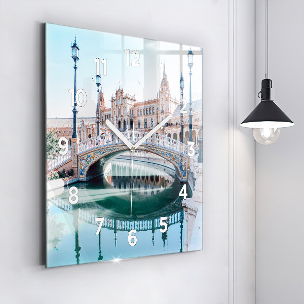 Square wall clock Plaza de Espana in Seville