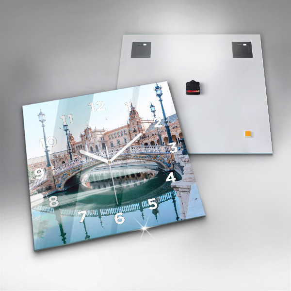 Square wall clock Plaza de Espana in Seville