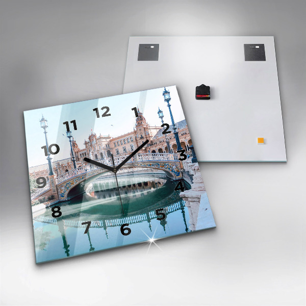 Square wall clock Plaza de Espana in Seville