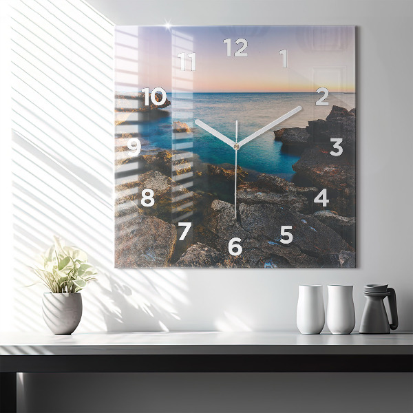 Square wall clock Sea landscape