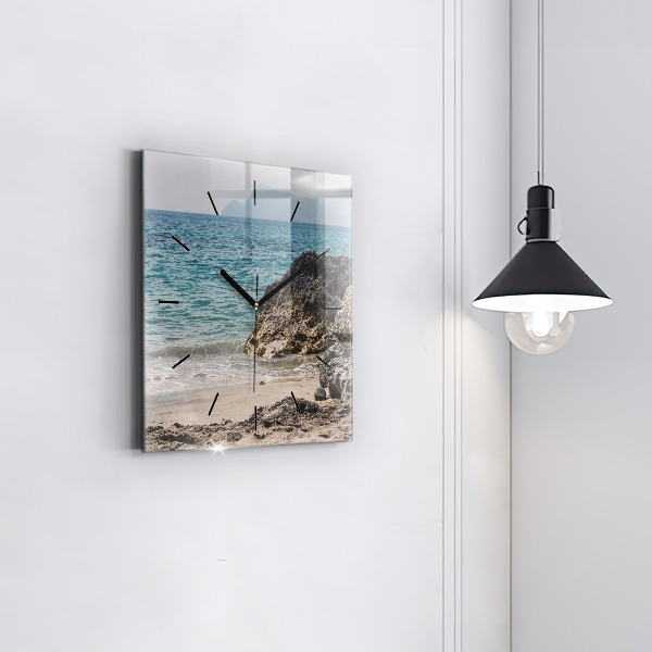 Square wall clock View of the Mediterranean Sea