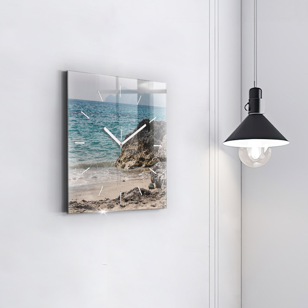 Square wall clock View of the Mediterranean Sea