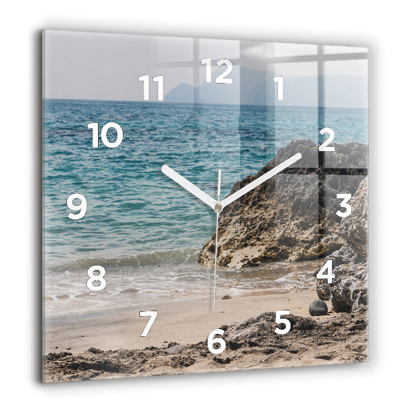 Square wall clock View of the Mediterranean Sea