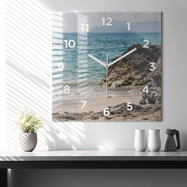 Square wall clock View of the Mediterranean Sea
