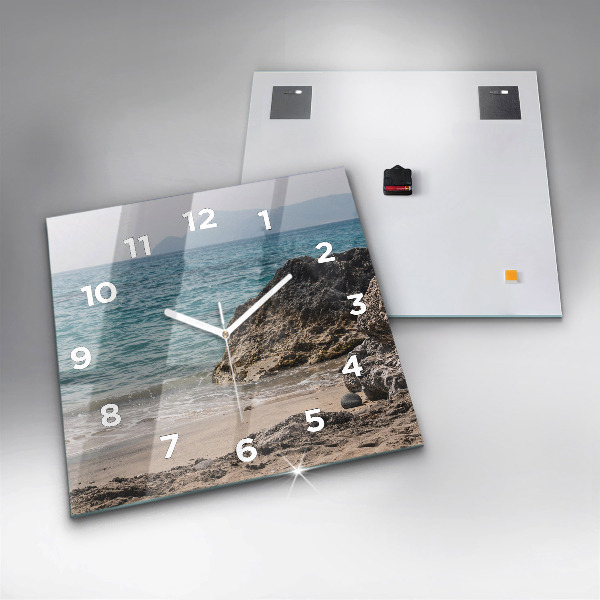 Square wall clock View of the Mediterranean Sea