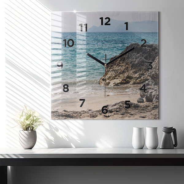 Square wall clock View of the Mediterranean Sea
