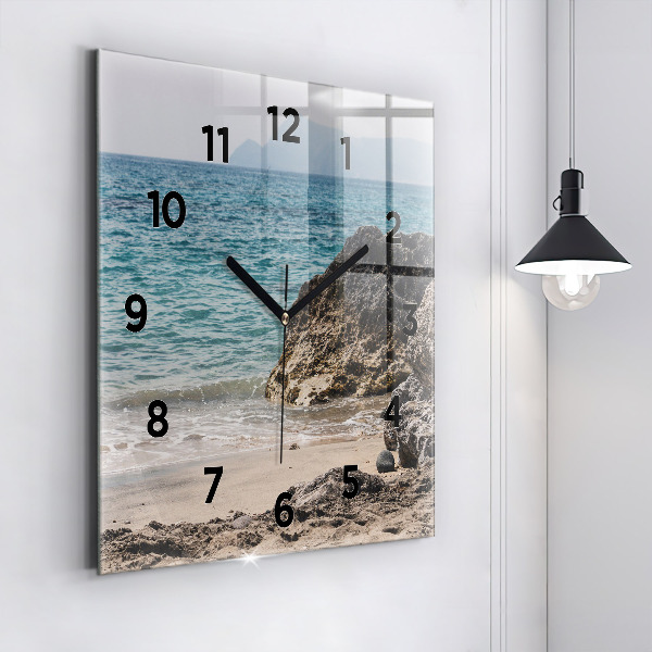 Square wall clock View of the Mediterranean Sea