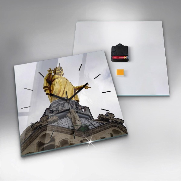 Square wall clock Statue of the Virgin Mary in Lyon