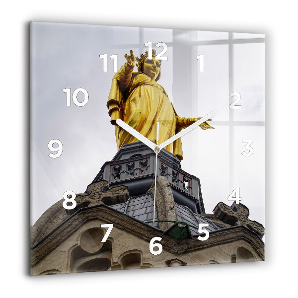 Square wall clock Statue of the Virgin Mary in Lyon
