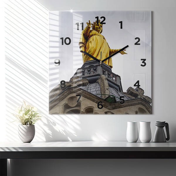 Square wall clock Statue of the Virgin Mary in Lyon