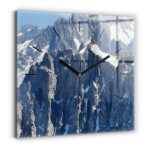 Square wall clock Alps Mountains in Winter