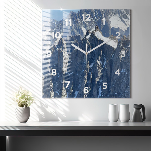 Square wall clock Alps Mountains in Winter