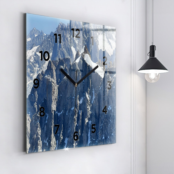 Square wall clock Alps Mountains in Winter