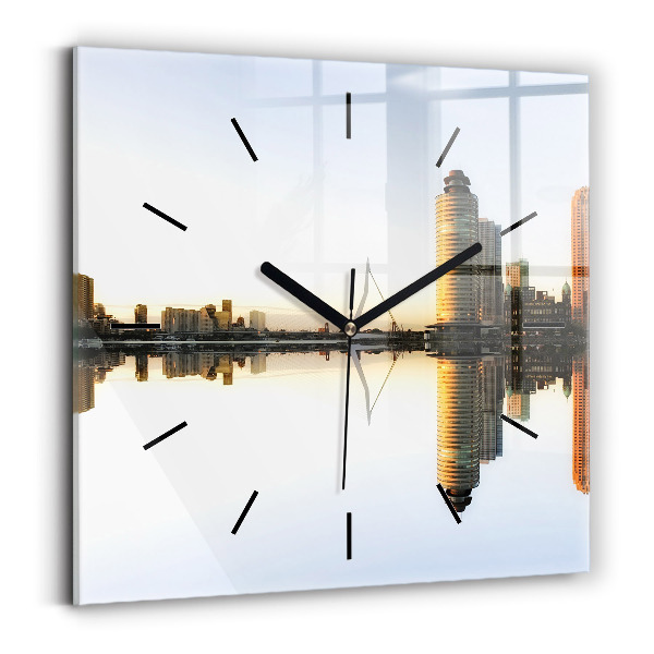 Square wall clock A city on the river