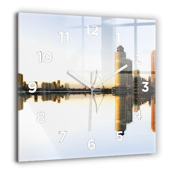 Square wall clock A city on the river